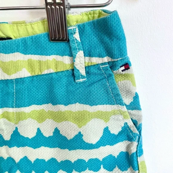 3/$25💥5 Tommy Hilfiger Nautical & Preppy Woven Twill Midi Shorts, Aqua & Lime - Picture 2 of 9